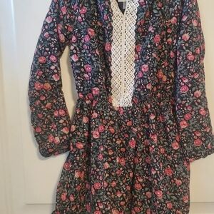 Floral Kids Dress with Lace Detail